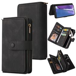 Luxury Multi-functional Zipper Wallet Leather Phone Case Cover for Samsung Galaxy Note 20 - Black