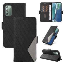 Grid Pattern Splicing Protective Wallet Case Cover for Samsung Galaxy Note 20 - Black
