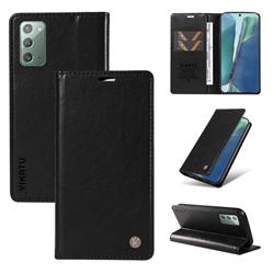 YIKATU Litchi Card Magnetic Automatic Suction Leather Flip Cover for Samsung Galaxy Note 20 - Black