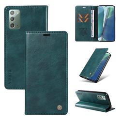 YIKATU Litchi Card Magnetic Automatic Suction Leather Flip Cover for Samsung Galaxy Note 20 - Dark Blue