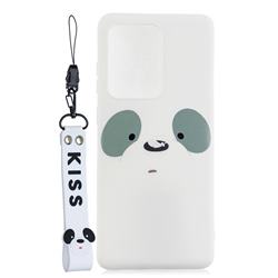 White Feather Panda Soft Kiss Candy Hand Strap Silicone Case for Samsung Galaxy Note 20 Ultra