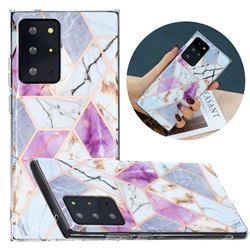 Purple and White Painted Marble Electroplating Protective Case for Samsung Galaxy Note 20 Ultra