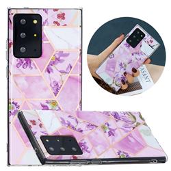 Purple Flower Painted Marble Electroplating Protective Case for Samsung Galaxy Note 20 Ultra