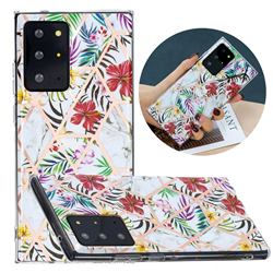 Tropical Rainforest Flower Painted Marble Electroplating Protective Case for Samsung Galaxy Note 20 Ultra