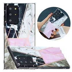 Pink and Black Painted Marble Electroplating Protective Case for Samsung Galaxy Note 20 Ultra