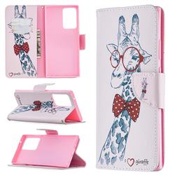 Glasses Giraffe Leather Wallet Case for Samsung Galaxy Note 20 Ultra
