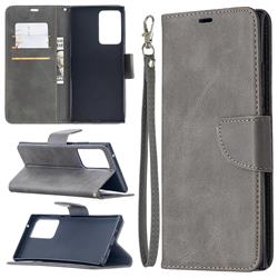 Classic Sheepskin PU Leather Phone Wallet Case for Samsung Galaxy Note 20 Ultra - Gray
