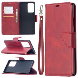 Classic Sheepskin PU Leather Phone Wallet Case for Samsung Galaxy Note 20 Ultra - Red