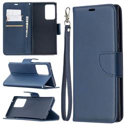 Classic Sheepskin PU Leather Phone Wallet Case for Samsung Galaxy Note 20 Ultra - Blue
