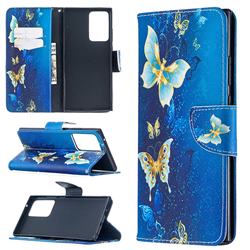 Golden Butterflies Leather Wallet Case for Samsung Galaxy Note 20 Ultra