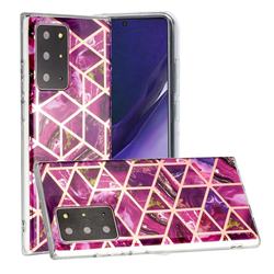 Purple Rhombus Galvanized Rose Gold Marble Phone Back Cover for Samsung Galaxy Note 20 Ultra