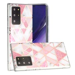Pink Rhombus Galvanized Rose Gold Marble Phone Back Cover for Samsung Galaxy Note 20 Ultra