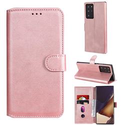 Retro Calf Matte Leather Wallet Phone Case for Samsung Galaxy Note 20 Ultra - Pink