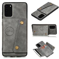 Retro Multifunction Card Slots Stand Leather Coated Phone Back Cover for Samsung Galaxy Note 20 Ultra - Gray
