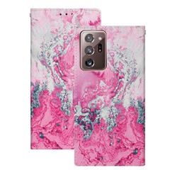 Pink Seawater PU Leather Wallet Case for Samsung Galaxy Note 20 Ultra
