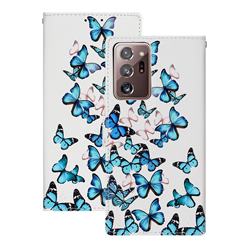 Blue Vivid Butterflies PU Leather Wallet Case for Samsung Galaxy Note 20 Ultra