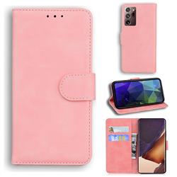 Retro Classic Skin Feel Leather Wallet Phone Case for Samsung Galaxy Note 20 Ultra - Pink