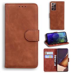 Retro Classic Skin Feel Leather Wallet Phone Case for Samsung Galaxy Note 20 Ultra - Brown