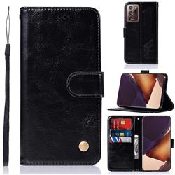 Luxury Retro Leather Wallet Case for Samsung Galaxy Note 20 Ultra - Black