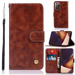 Luxury Retro Leather Wallet Case for Samsung Galaxy Note 20 Ultra - Brown