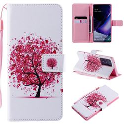 Colored Red Tree PU Leather Wallet Case for Samsung Galaxy Note 20 Ultra