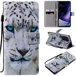 White Leopard PU Leather Wallet Case for Samsung Galaxy Note 20 Ultra