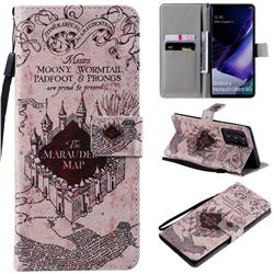 Castle The Marauders Map PU Leather Wallet Case for Samsung Galaxy Note 20 Ultra