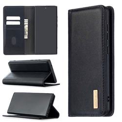 Binfen Color BF06 Luxury Classic Genuine Leather Detachable Magnet Holster Cover for Samsung Galaxy Note 20 Ultra - Black