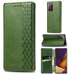 Ultra Slim Fashion Business Card Magnetic Automatic Suction Leather Flip Cover for Samsung Galaxy Note 20 Ultra - Green