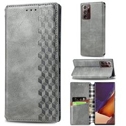 Ultra Slim Fashion Business Card Magnetic Automatic Suction Leather Flip Cover for Samsung Galaxy Note 20 Ultra - Grey