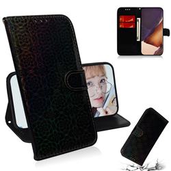 Laser Circle Shining Leather Wallet Phone Case for Samsung Galaxy Note 20 Ultra - Black