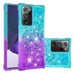 Rainbow Gradient Liquid Glitter Quicksand Sequins Phone Case for Samsung Galaxy Note 20 Ultra - Blue Purple