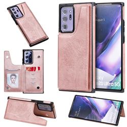 Luxury Tree and Cat Multifunction Magnetic Card Slots Stand Leather Phone Back Cover for Samsung Galaxy Note 20 Ultra - Rose Gold