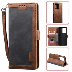Luxury Retro Stitching Leather Wallet Phone Case for Samsung Galaxy Note 20 Ultra - Gray