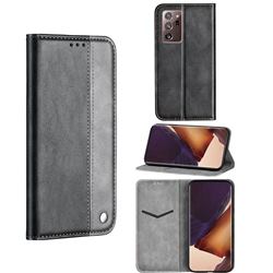 Classic Business Ultra Slim Magnetic Sucking Stitching Flip Cover for Samsung Galaxy Note 20 Ultra - Silver Gray