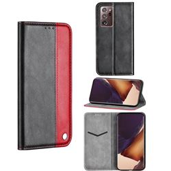 Classic Business Ultra Slim Magnetic Sucking Stitching Flip Cover for Samsung Galaxy Note 20 Ultra - Red