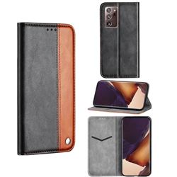 Classic Business Ultra Slim Magnetic Sucking Stitching Flip Cover for Samsung Galaxy Note 20 Ultra - Brown