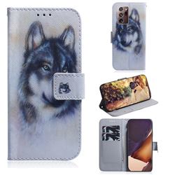 Snow Wolf PU Leather Wallet Case for Samsung Galaxy Note 20 Ultra