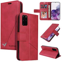 GQ.UTROBE Right Angle Silver Pendant Leather Wallet Phone Case for Samsung Galaxy Note 20 Ultra - Red