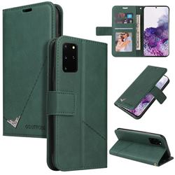 GQ.UTROBE Right Angle Silver Pendant Leather Wallet Phone Case for Samsung Galaxy Note 20 Ultra - Green