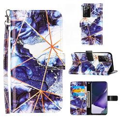 Starry Blue Stitching Color Marble Leather Wallet Case for Samsung Galaxy Note 20 Ultra