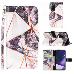 Black and White Stitching Color Marble Leather Wallet Case for Samsung Galaxy Note 20 Ultra