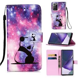 Panda Baby Matte Leather Wallet Phone Case for Samsung Galaxy Note 20 Ultra
