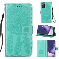 Embossing Dream Catcher Mandala Flower Leather Wallet Case for Samsung Galaxy Note 20 Ultra - Green