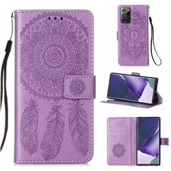 Embossing Dream Catcher Mandala Flower Leather Wallet Case for Samsung Galaxy Note 20 Ultra - Purple