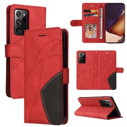 Luxury Two-color Stitching Leather Wallet Case Cover for Samsung Galaxy Note 20 Ultra - Red