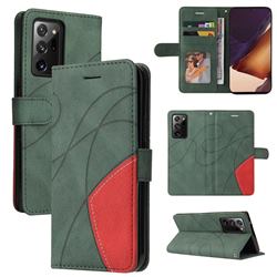 Luxury Two-color Stitching Leather Wallet Case Cover for Samsung Galaxy Note 20 Ultra - Green