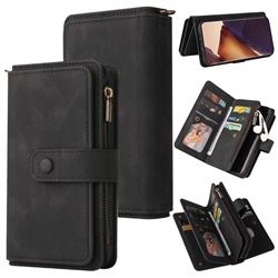 Luxury Multi-functional Zipper Wallet Leather Phone Case Cover for Samsung Galaxy Note 20 Ultra - Black