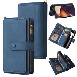 Luxury Multi-functional Zipper Wallet Leather Phone Case Cover for Samsung Galaxy Note 20 Ultra - Blue