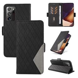 Grid Pattern Splicing Protective Wallet Case Cover for Samsung Galaxy Note 20 Ultra - Black